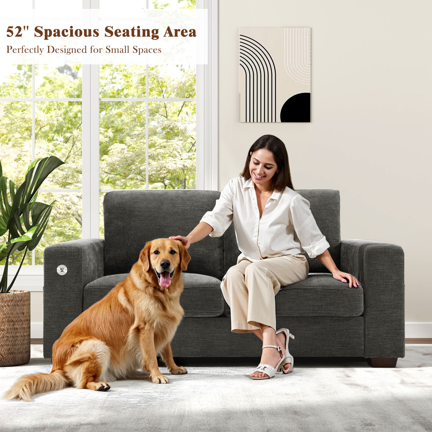 Classic 70" & 89" Modern Sofa with USB Charging