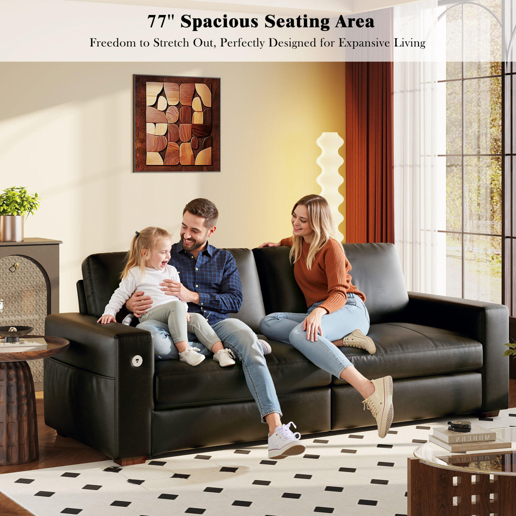 Classic 70" & 89" Modern Sofa with USB Charging