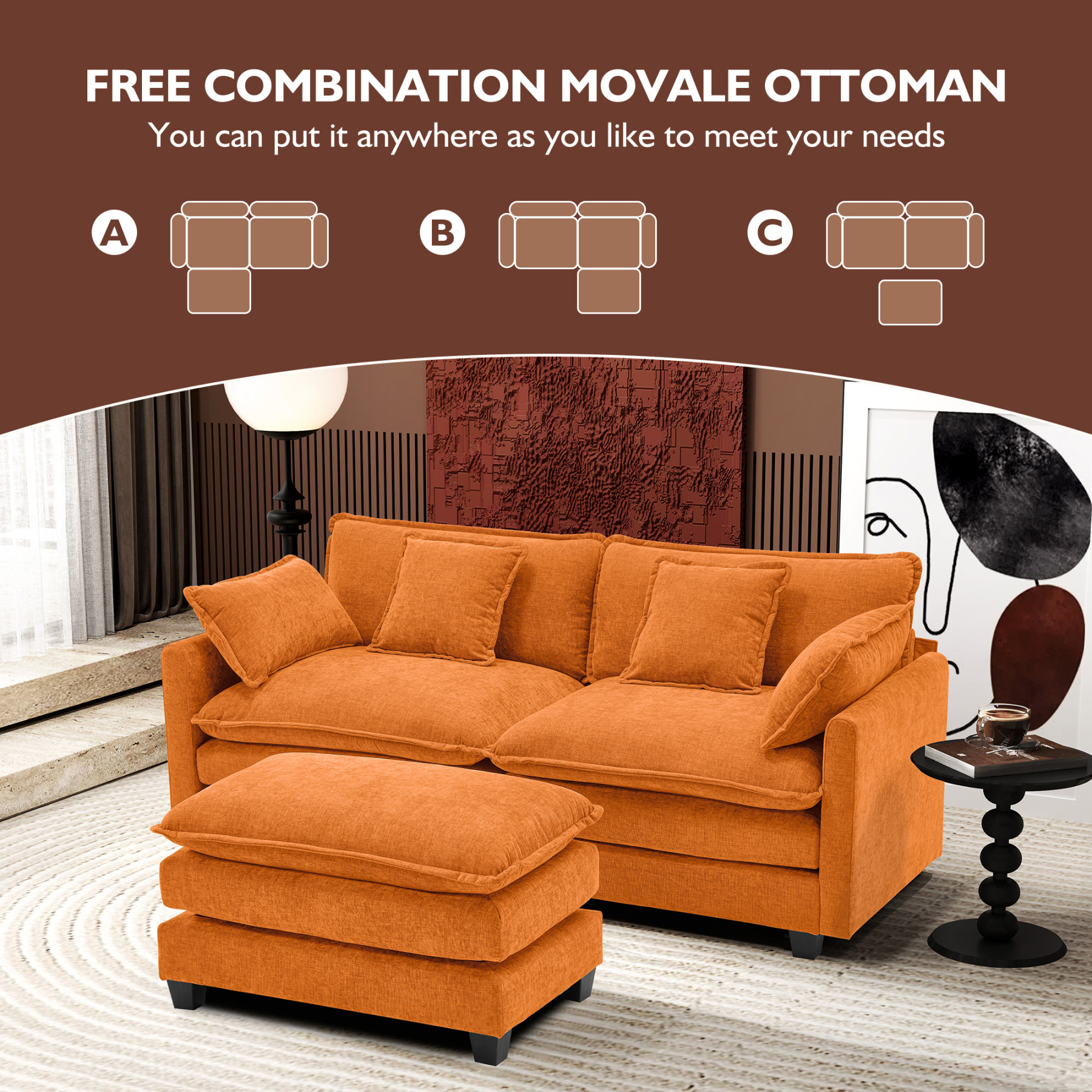 Cloudy 149.2'' Luxury Thickened Cushion Sectional Sofa