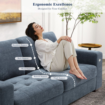 Classic 70" & 89" Modern Sofa with USB Charging 