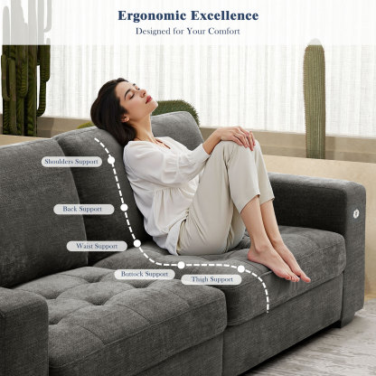 Classic 70" & 89" Modern Sofa with USB Charging 
