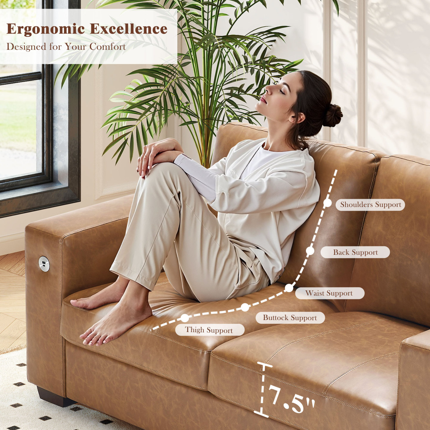 Classic 70" & 89" Modern Sofa with USB Charging