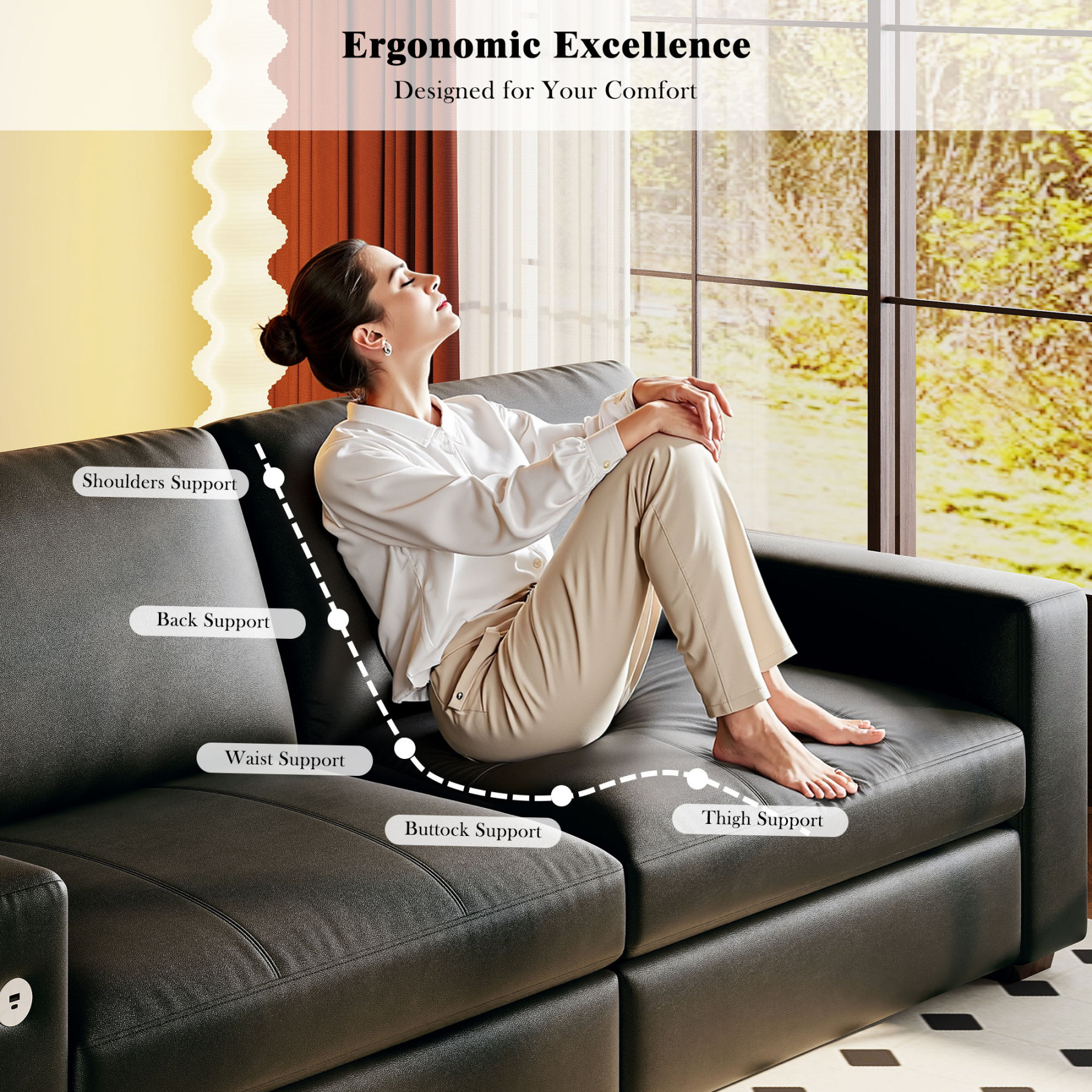 Classic 70" & 89" Modern Sofa with USB Charging