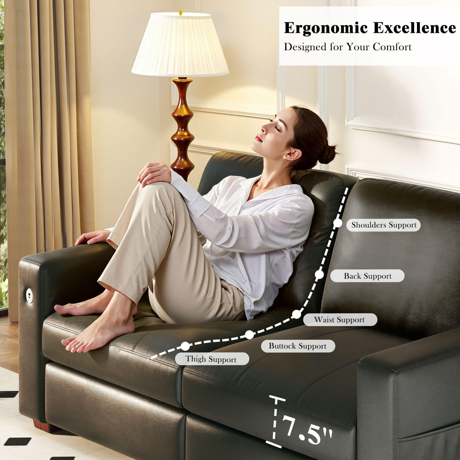 Classic 70" & 89" Modern Sofa with USB Charging