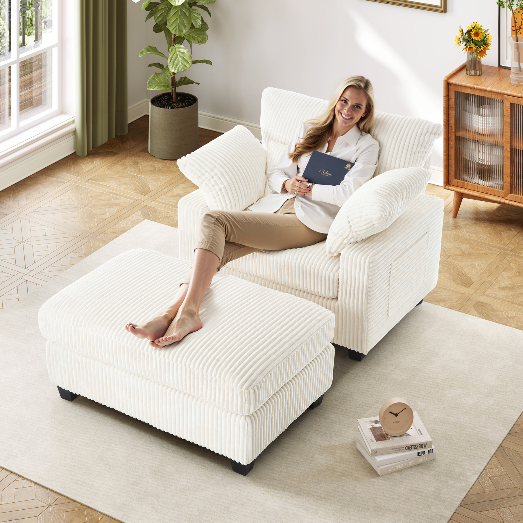 LuxeLounger 57.52 " Single Chair With Ottoman