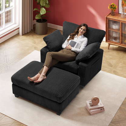 LuxeLounger 57.52 " Single Chair With Ottoman