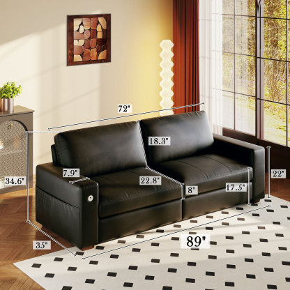 Classic 70" & 89" Modern Sofa with USB Charging 