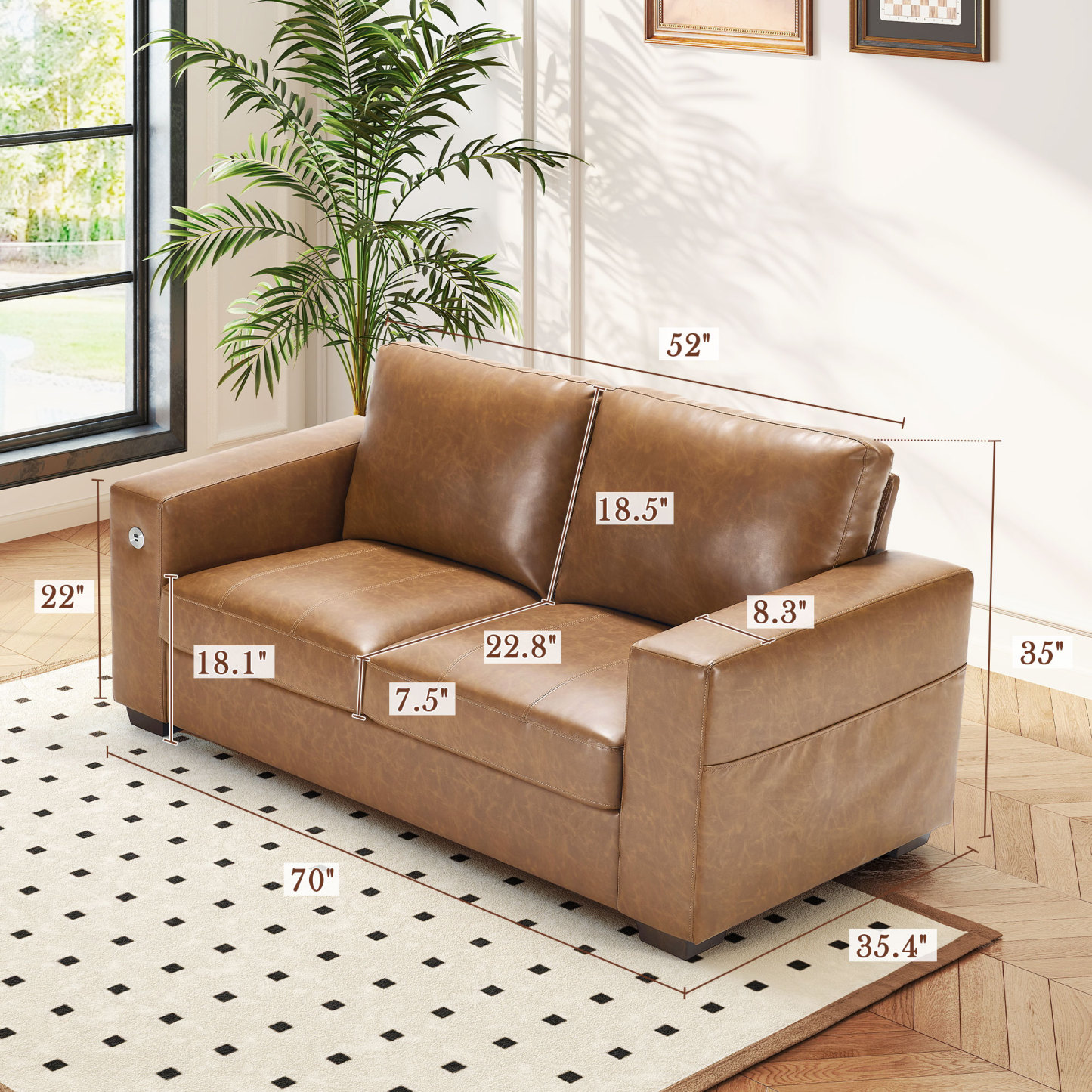Classic 70" & 89" Modern Sofa with USB Charging