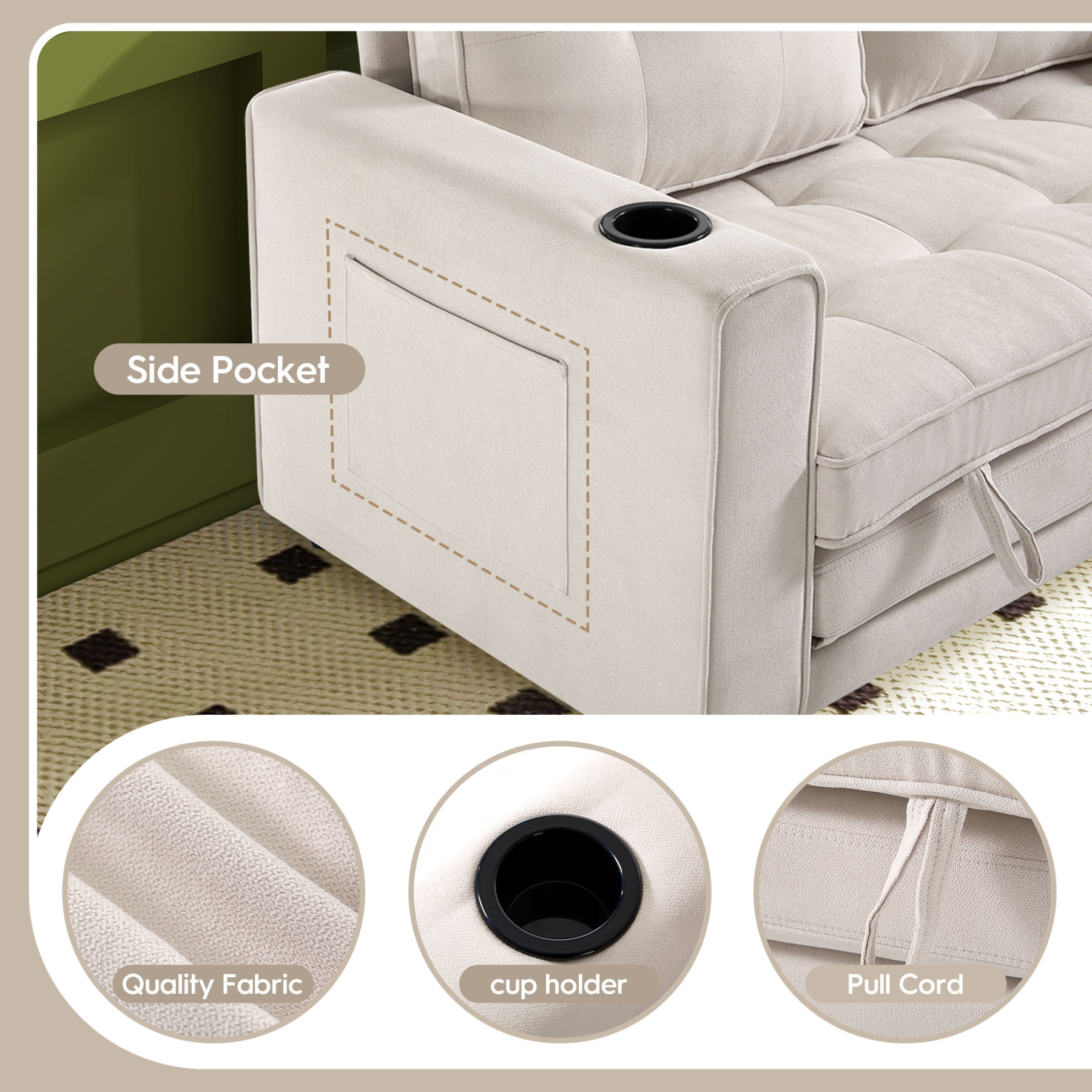 2 in 1 Convertible Sleeper Sofa Bed