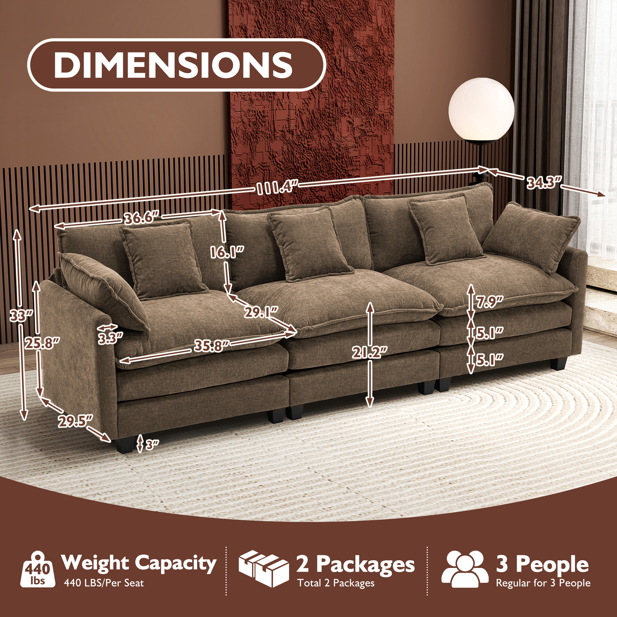 Cloudy 149.2'' Luxury Thickened Cushion Sectional Sofa