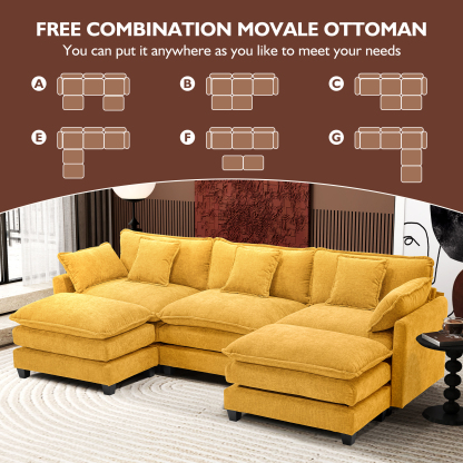 Cloudy 149.2'' Luxury Thickened Cushion Sectional Sofa