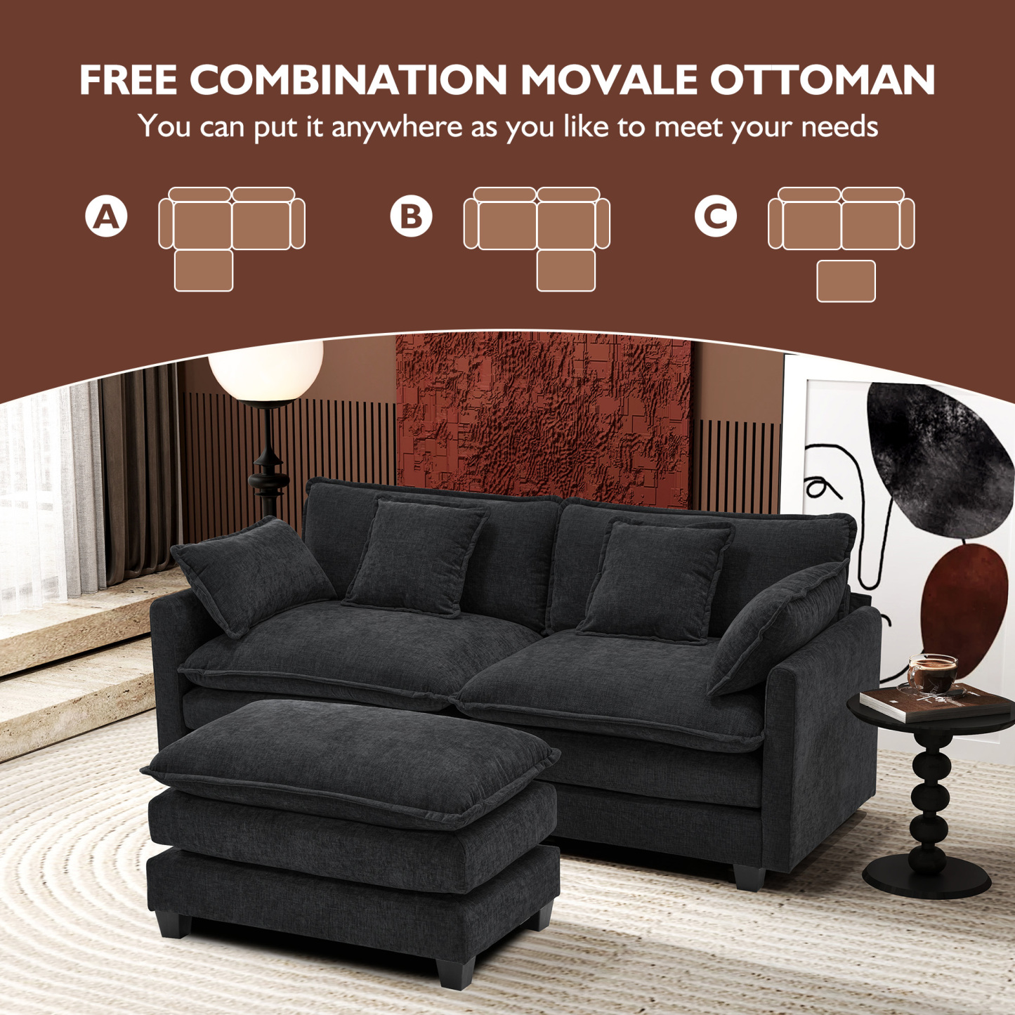 Cloudy 149.2'' Luxury Thickened Cushion Sectional Sofa