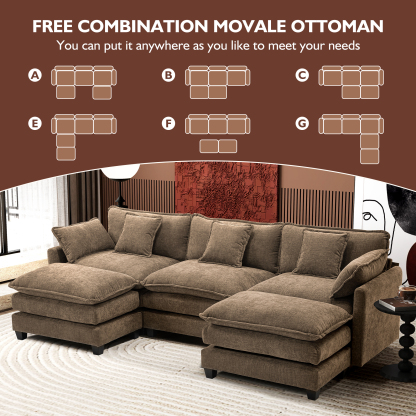 Cloudy 149.2'' Luxury Thickened Cushion Sectional Sofa