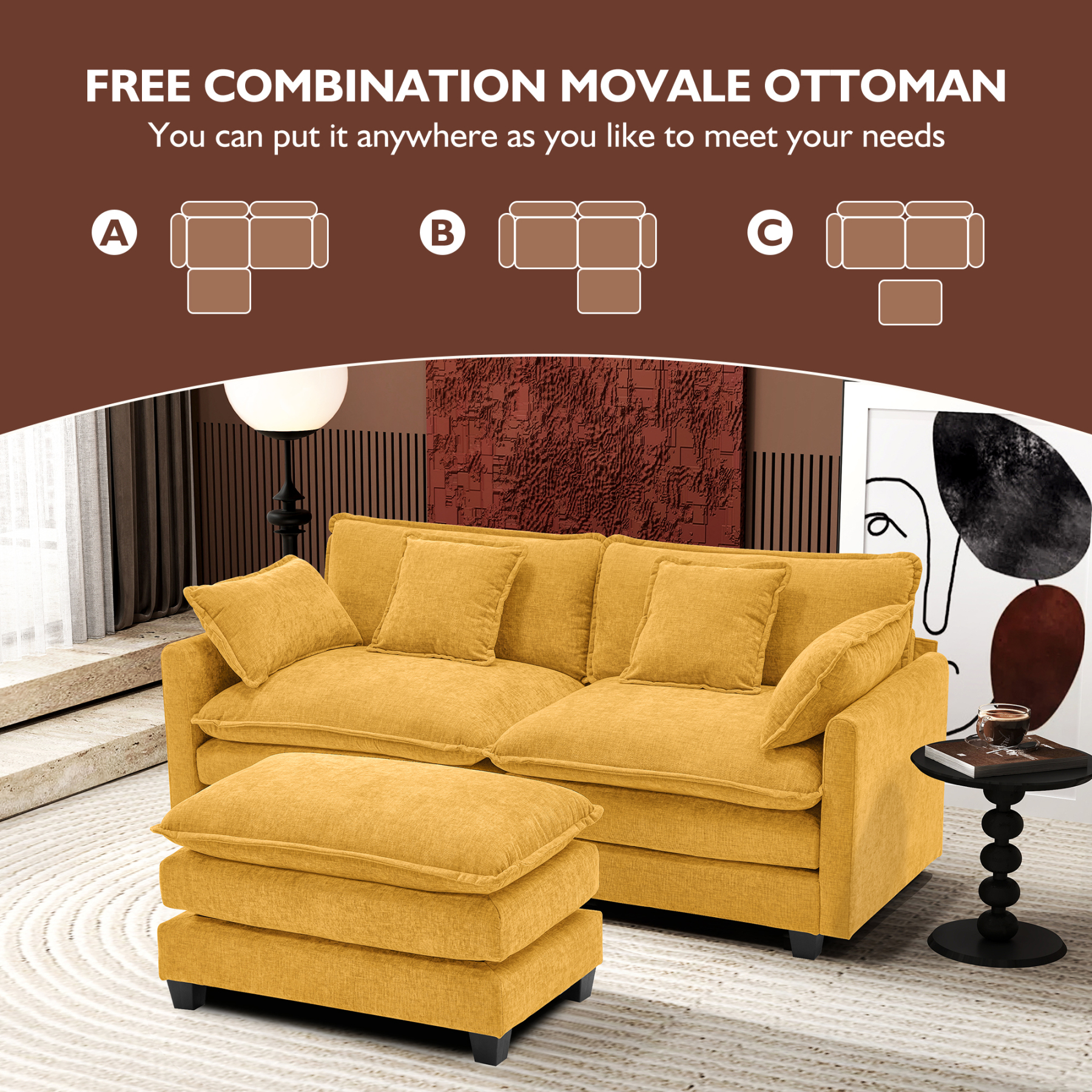 Cloudy 149.2'' Luxury Thickened Cushion Sectional Sofa