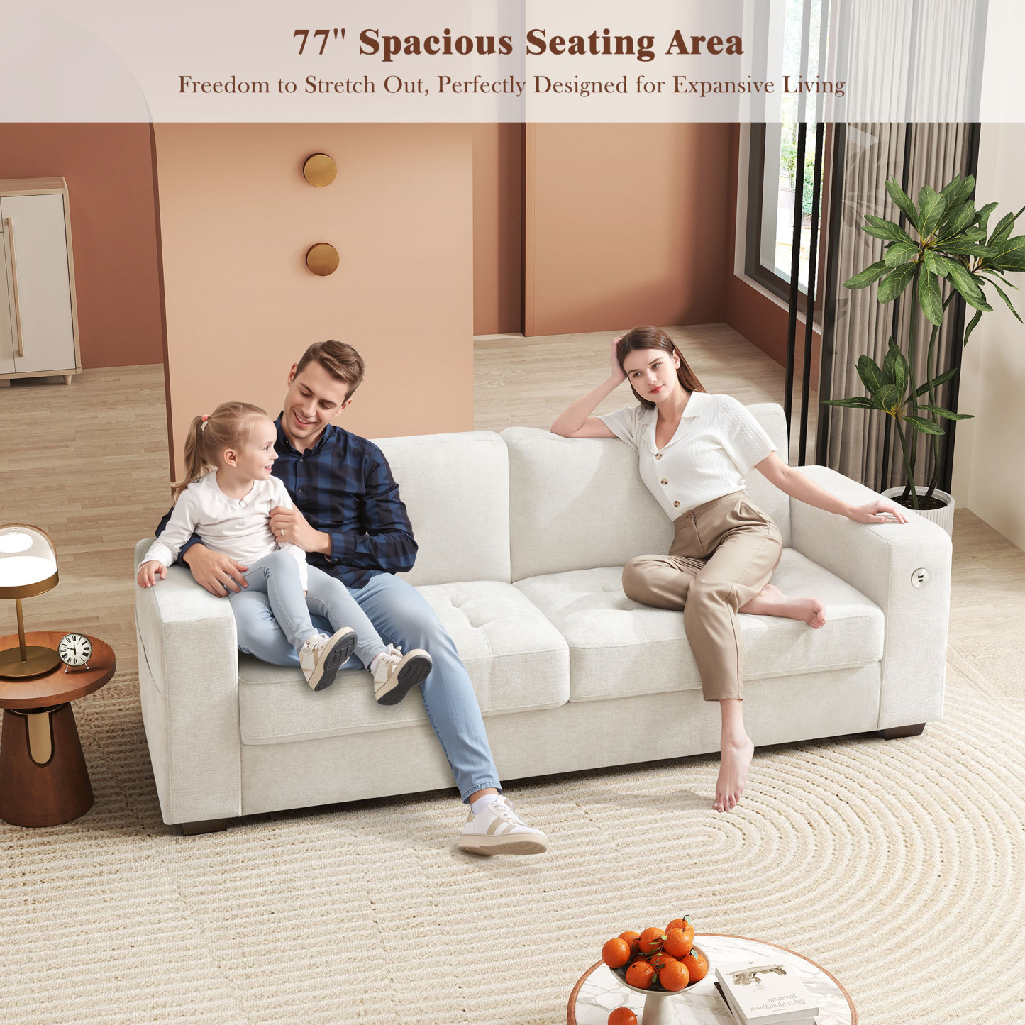 Classic 70" & 89" Modern Sofa with USB Charging