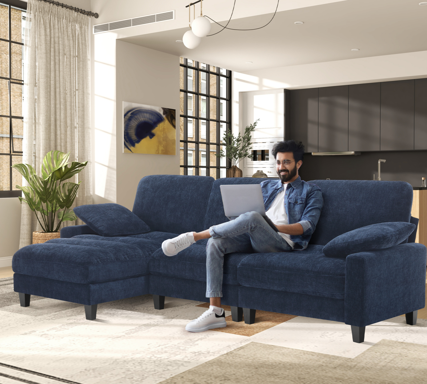 Serenity Plush 108'' Sectional Sofa With Chaise