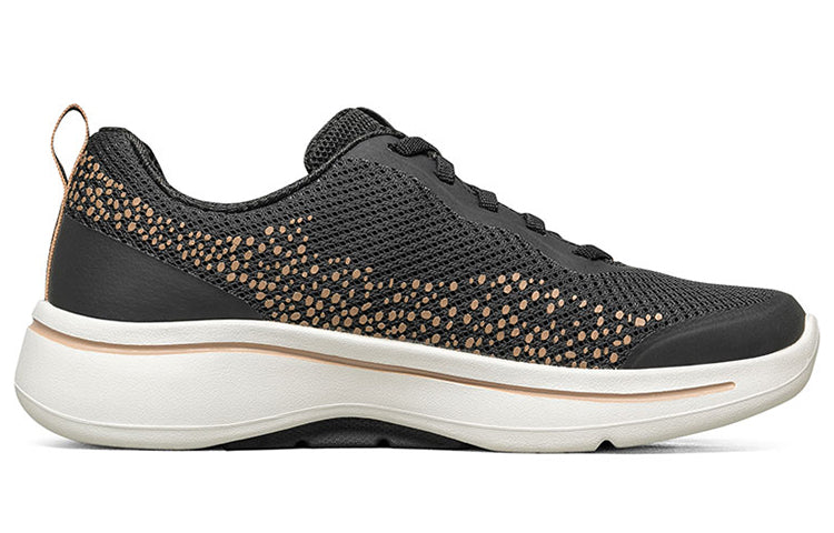 (WMNS) skecththers Go Walk Arch Fit Slip-on Shoes Black/Gold 124486-BKGD