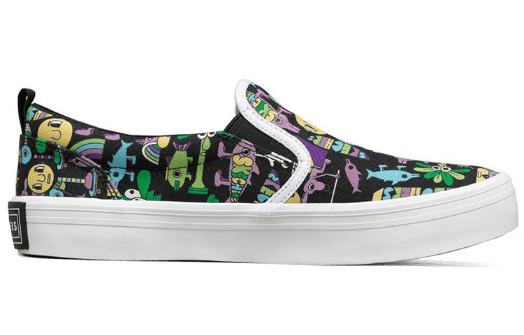 (WMNS) Jeremyville x skecththers V Lites Slip-on Shoes Black/Multi-color 66666300-BKMT