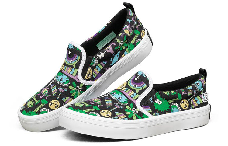 (WMNS) Jeremyville x skecththers V Lites Slip-on Shoes Black/Multi-color 66666300-BKMT