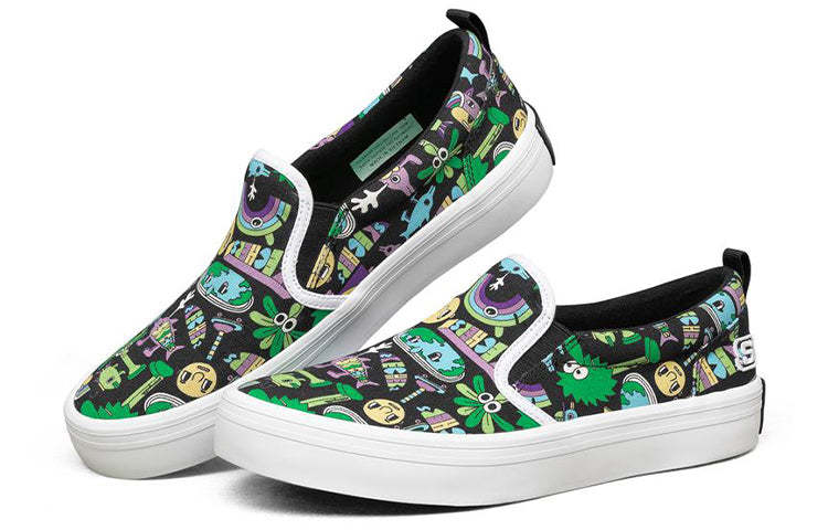 (WMNS) Jeremyville x skecththers V Lites Slip-on Shoes Black/Multi-color 66666300-BKMT