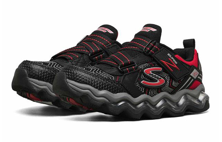 (GS) skecththers Turbowave Non-Slip Wear-resistant Low Tops Sports Shoe Black Red 90736L-BKRD