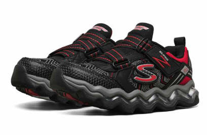 (GS) skecththers Turbowave Non-Slip Wear-resistant Low Tops Sports Shoe Black Red 90736L-BKRD