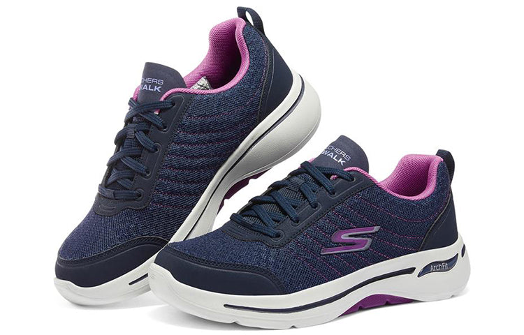 (WMNS) skecththers Go Walk Arch Fit-True Vision Sports Shoes Blue/Purple 124484-NVPR