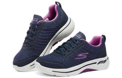 (WMNS) skecththers Go Walk Arch Fit-True Vision Sports Shoes Blue/Purple 124484-NVPR