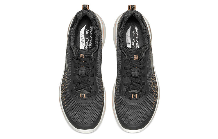 (WMNS) skecththers Go Walk Arch Fit Slip-on Shoes Black/Gold 124486-BKGD