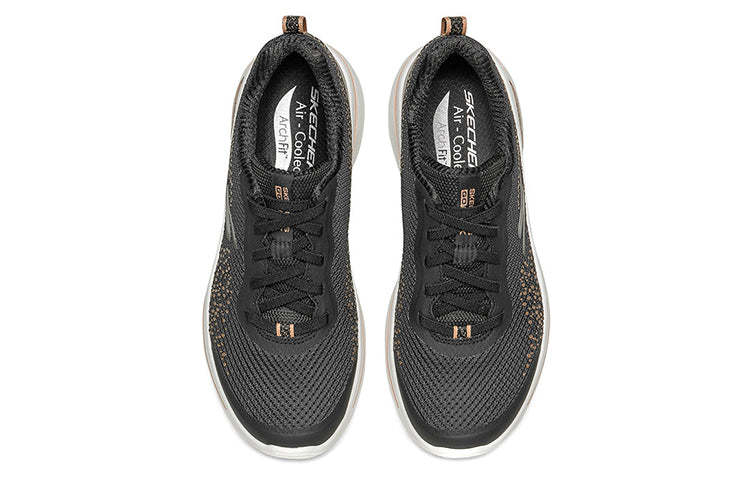 (WMNS) skecththers Go Walk Arch Fit Slip-on Shoes Black/Gold 124486-BKGD