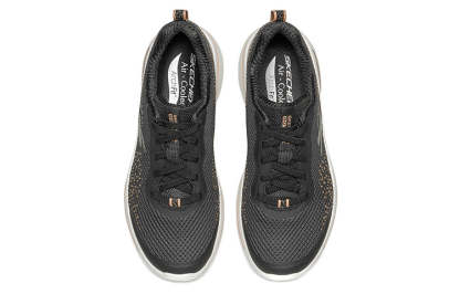 (WMNS) skecththers Go Walk Arch Fit Slip-on Shoes Black/Gold 124486-BKGD