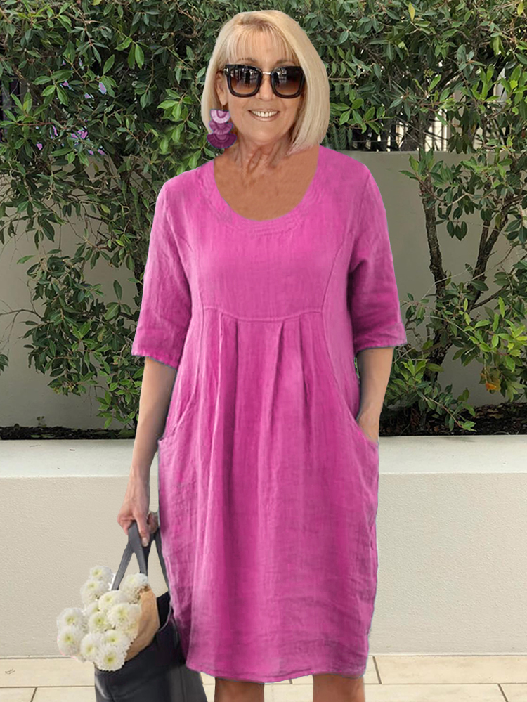 Cotton Pocket Tunic Dress Plus Size