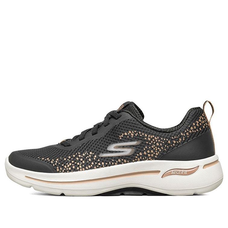 (WMNS) shoes Go Walk Arch Fit Slip-on Shoes Black/Gold 124486-BKGD