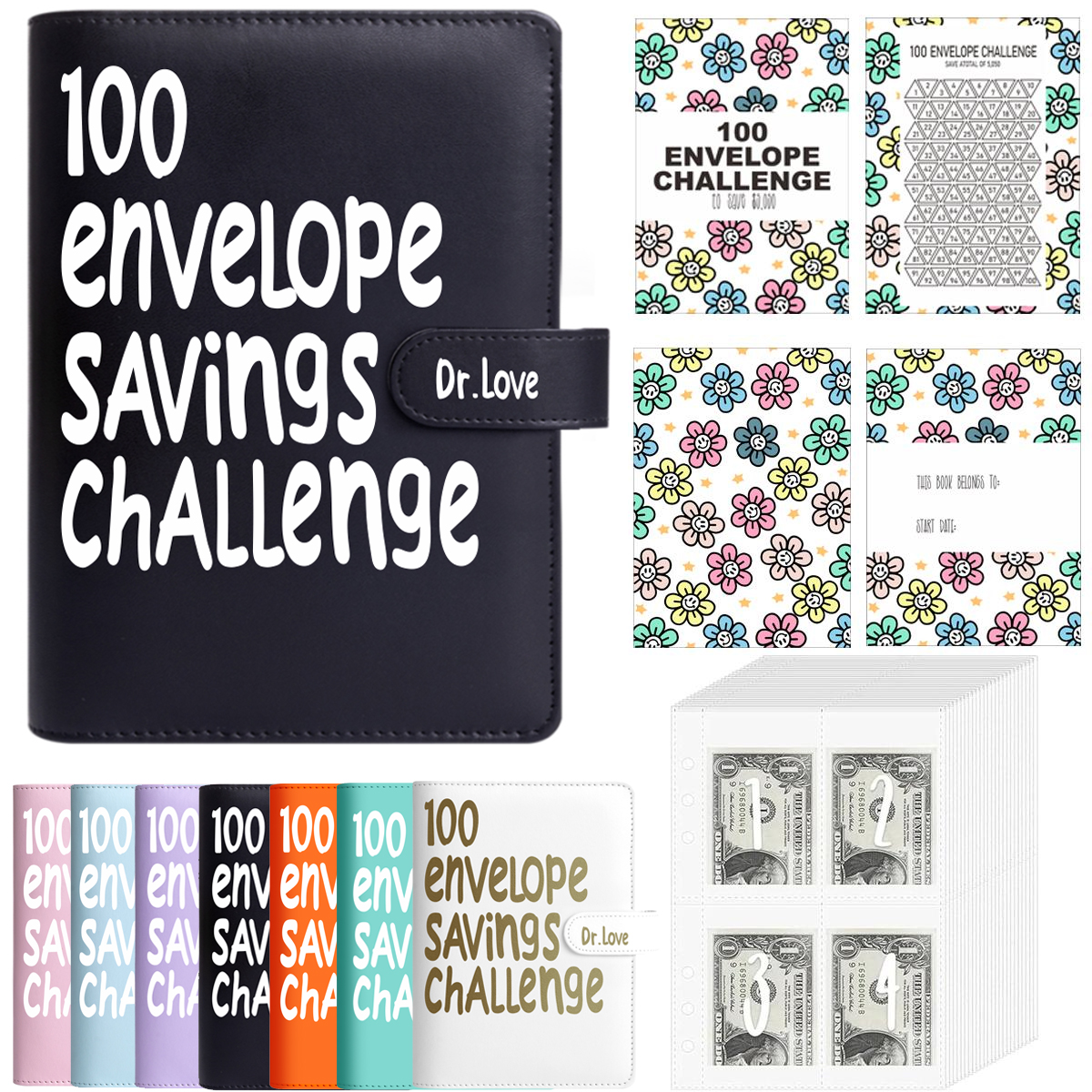 [Upgraded version]100 Envelope Challenge Binder Money Saving Binder, Easy and Fun Way to Save $5,050, Cash Stuffing Binder Budget Planner Savings Challenge Book