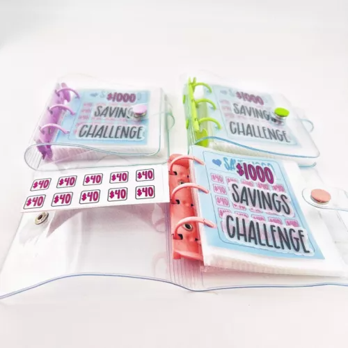 Savings Binder $1000/$500/$300 Savings Challenge 2024 New Reusable Budget Book with Cash EnvelopesFrosted Cover Money Organizer for Cash Savings Challenges Notebook Binder Organizer