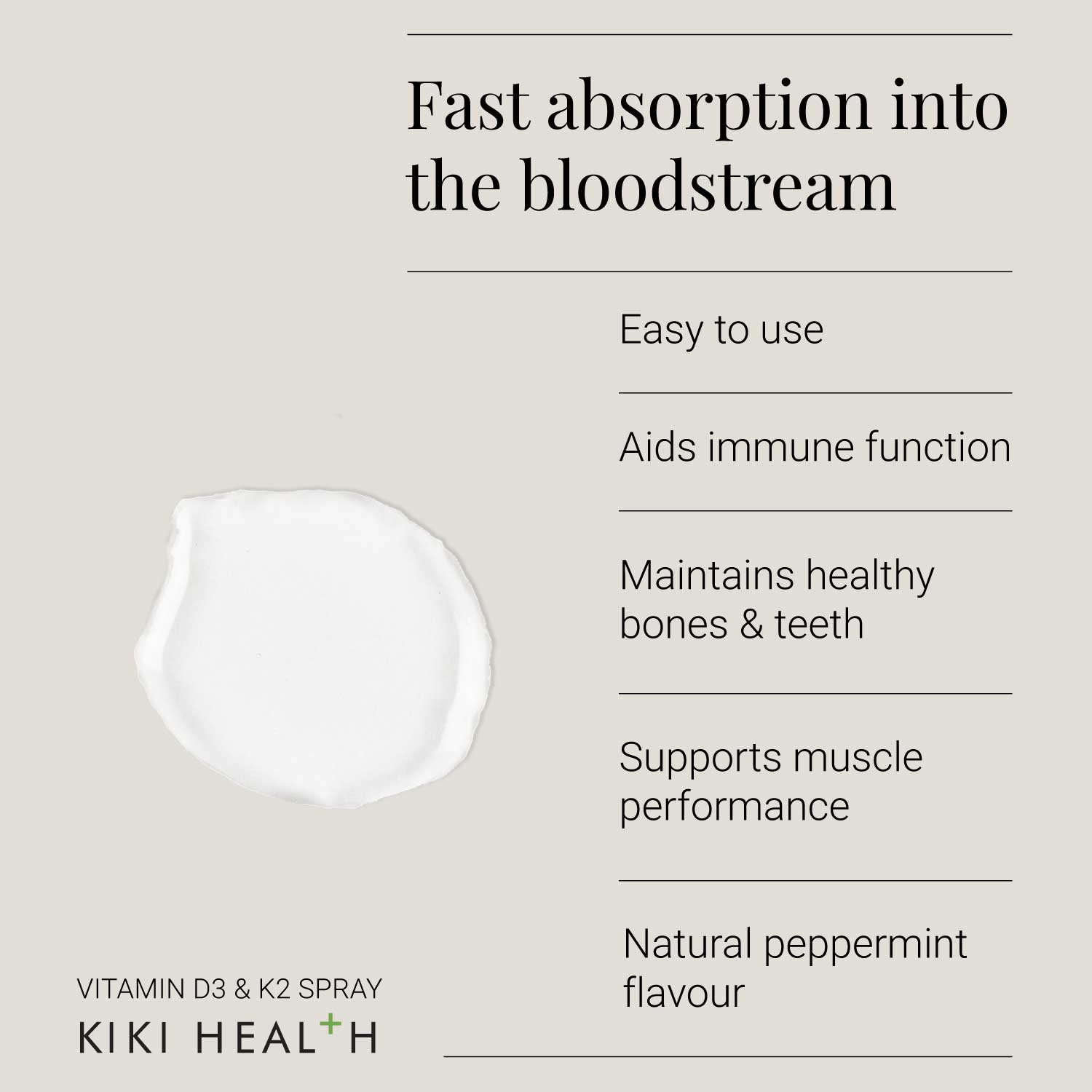 KIKI Health Vitamin D3 + K2 Oral Spray 3,500 IU