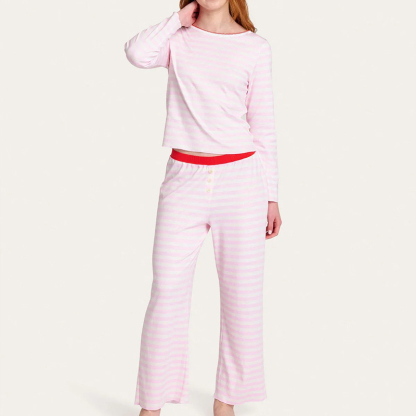 Pink Striped Pajama Set