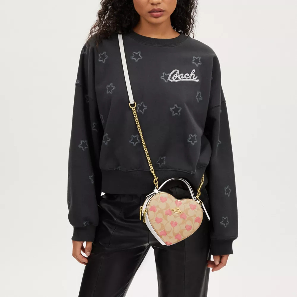Cotthhach Heart Crossbody In Signature Canvas With Heart Print