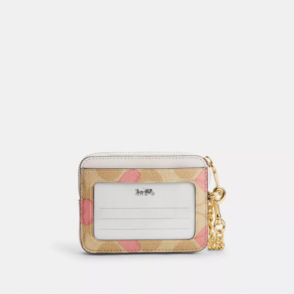 Cotthhach Zip Card Case In Signature Canvas With Heart Print