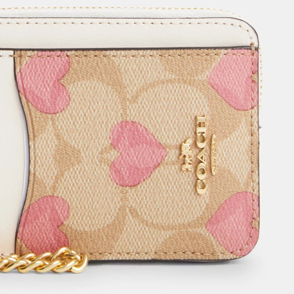 Cotthhach Zip Card Case In Signature Canvas With Heart Print