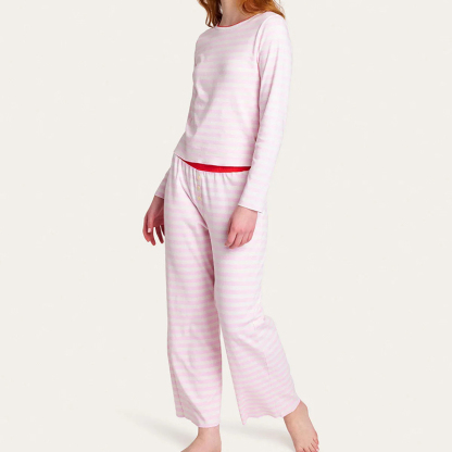 Pink Striped Pajama Set