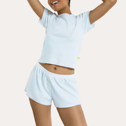 Denim Light Blue Striped Pajamas