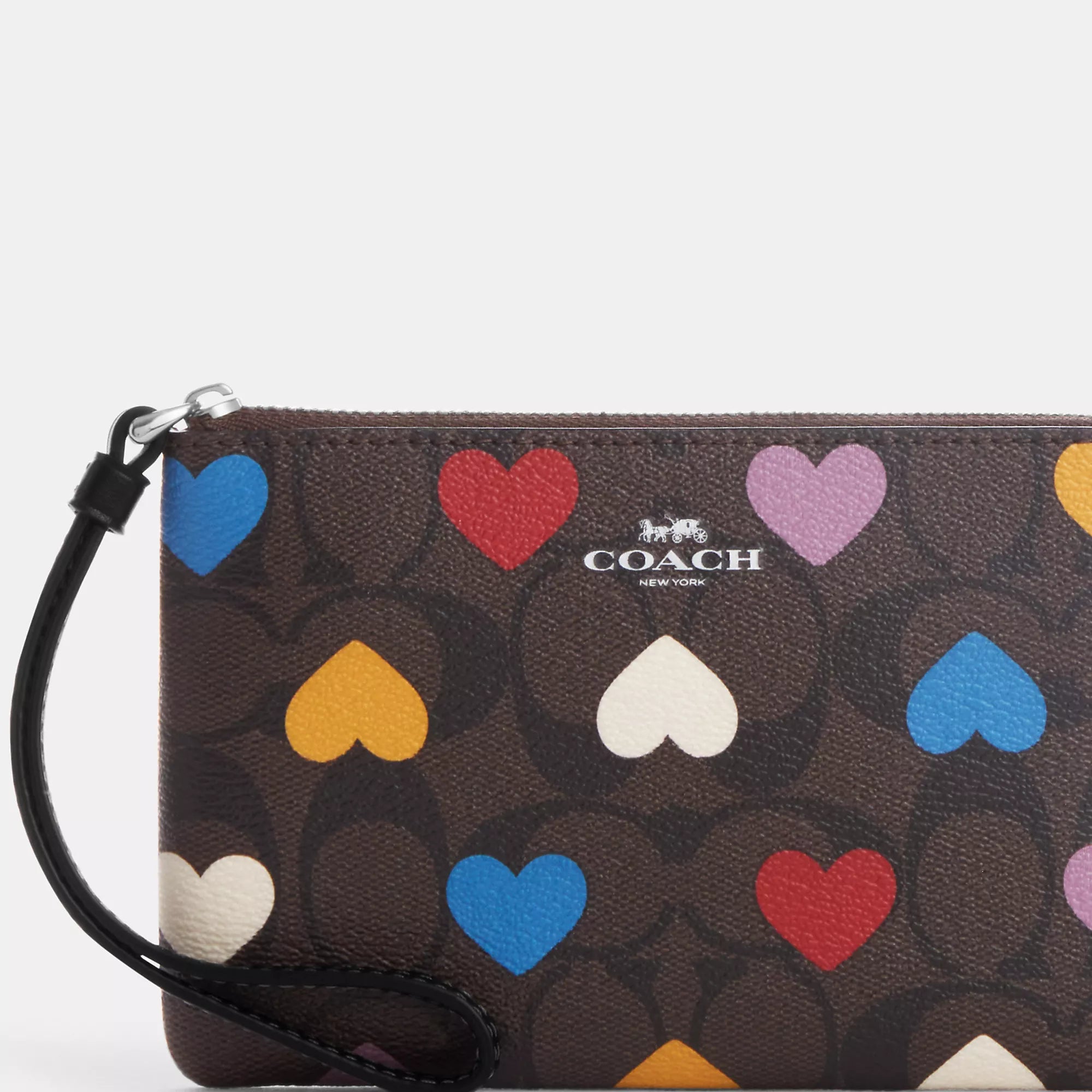 Cotthhach Outlet Corner Zip Wristlet In Signature Canvas With Heart Print
