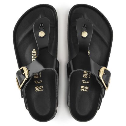 Gizeh Big Buckle Natural Leather Patent - High Shine Black