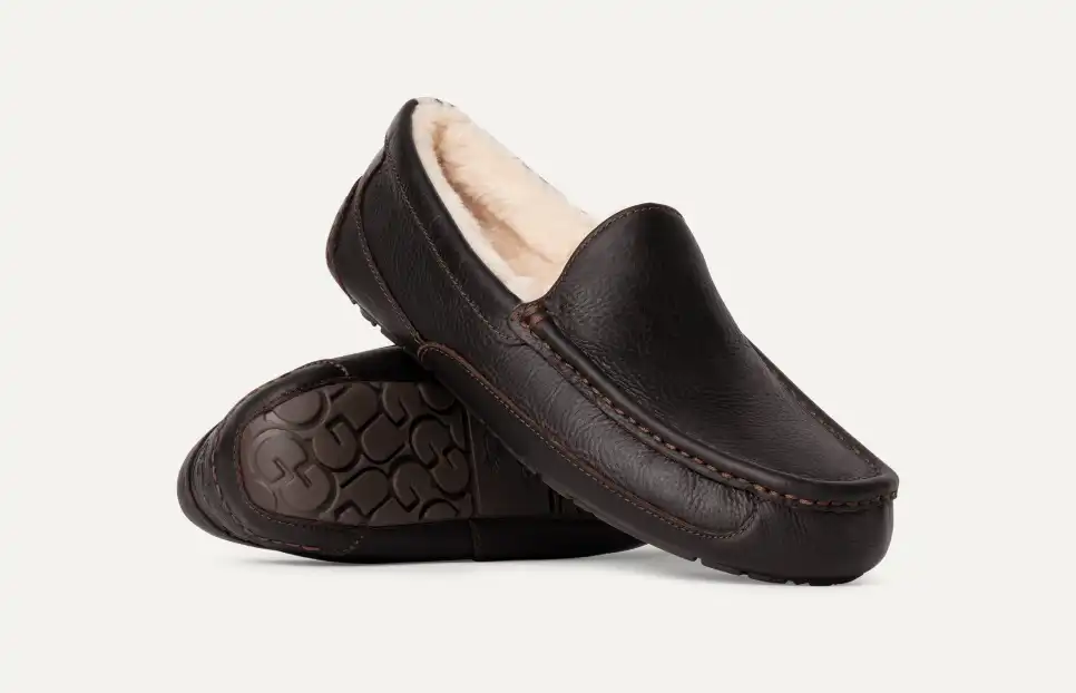 UtthhGG Men's Ascot Leather Slipper
