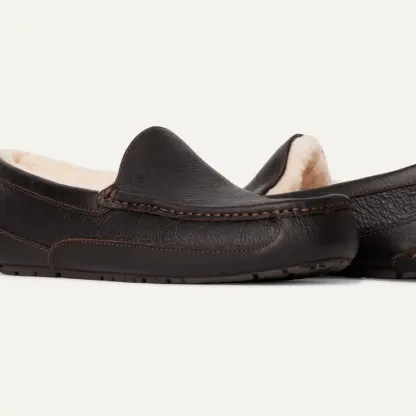 UtthhGG Men's Ascot Leather Slipper