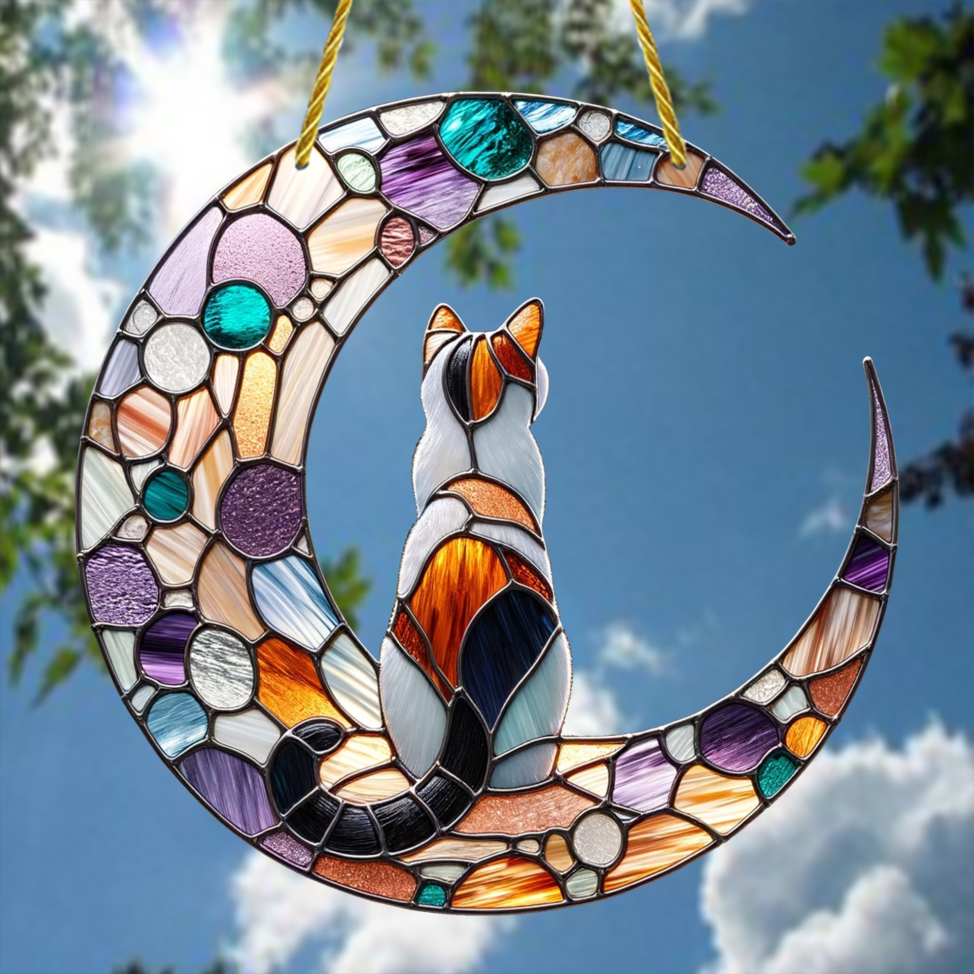 🌙🐱 Cat Memorial Gift Suncatcher (8 inches)