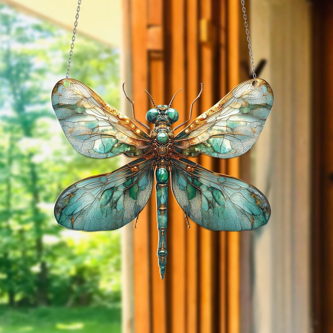 ✨ Dragonfly Stained Glass Hanging Decoration