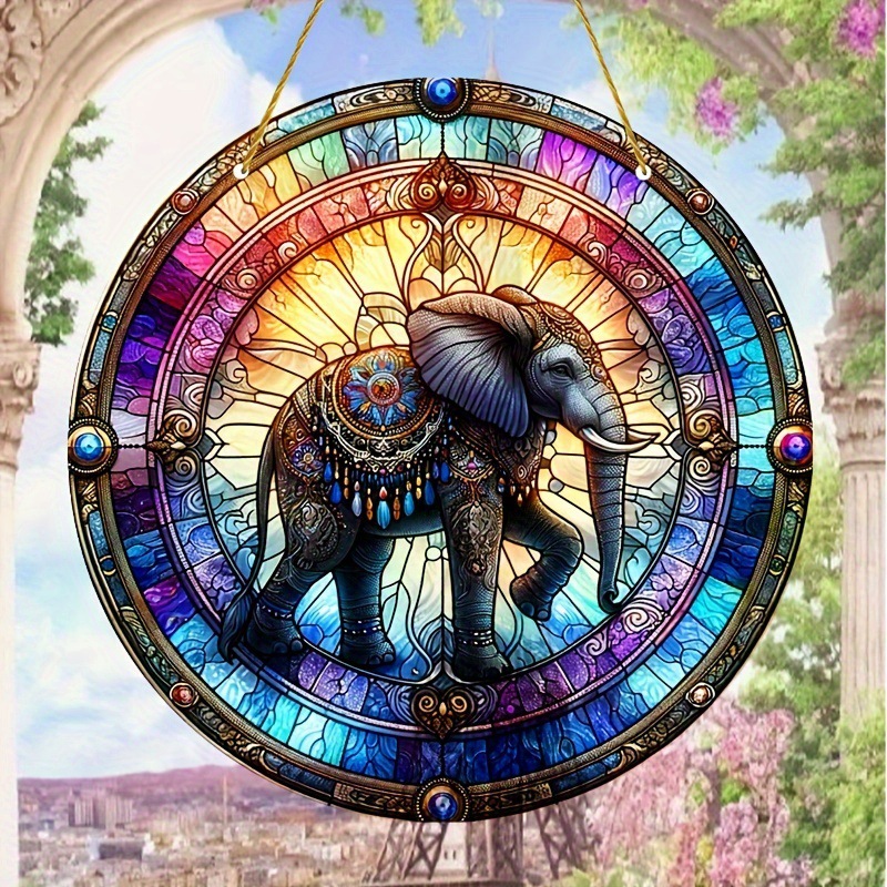 Majestic Elephant Mandala Hanging Ornament (8 inches)