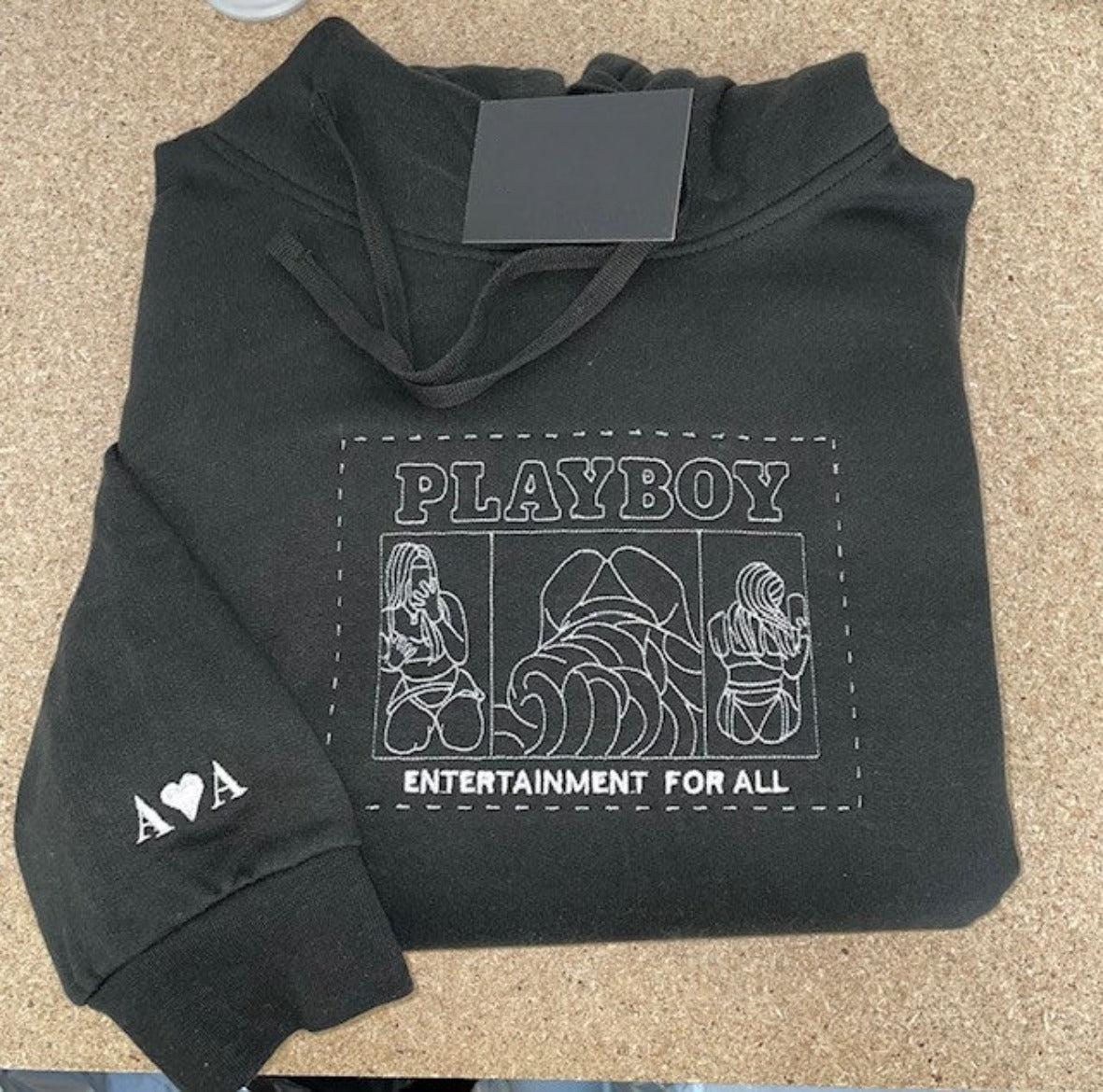 Custom Play Boy Embroidery Spicy Photo Portrait Hoodie